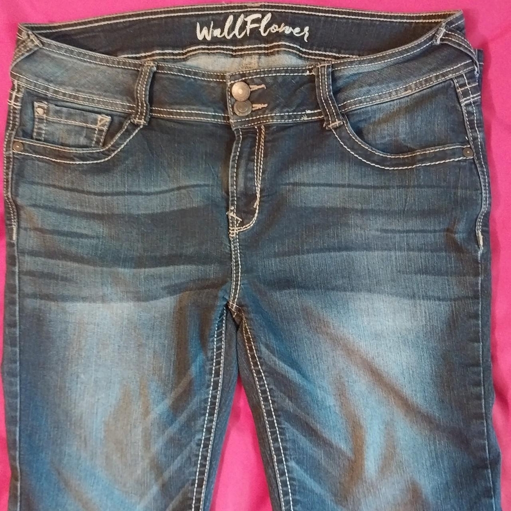 Wallflower Blue Boot cut Jeans with Vintage-Inspired Fading, Contrast Stitching